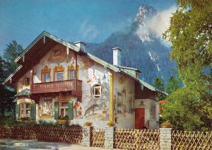 Typical ornate home in Oberammergau, West Germany, site of the Passion Play